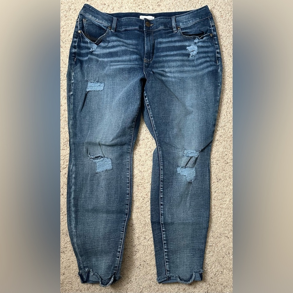 Lane Bryant Size 22 Curvy Fit High Rise Skinny Jeans Flex Magic Distressed